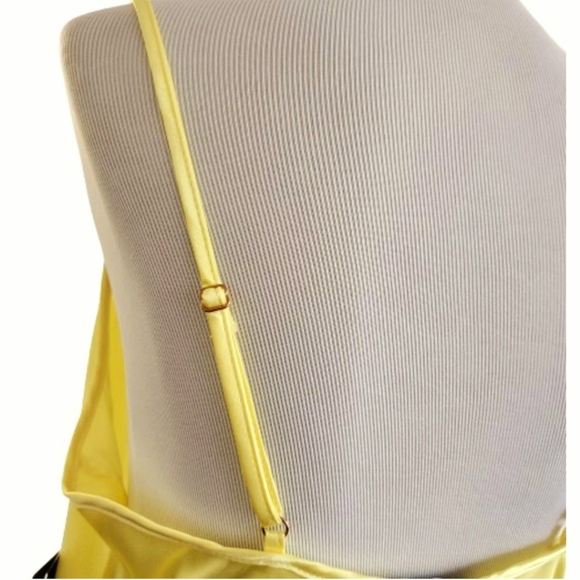 🆕️⬇️bebe Yellow Satin Cowl Neck Slip Midi Dress - Picture 8 of 11